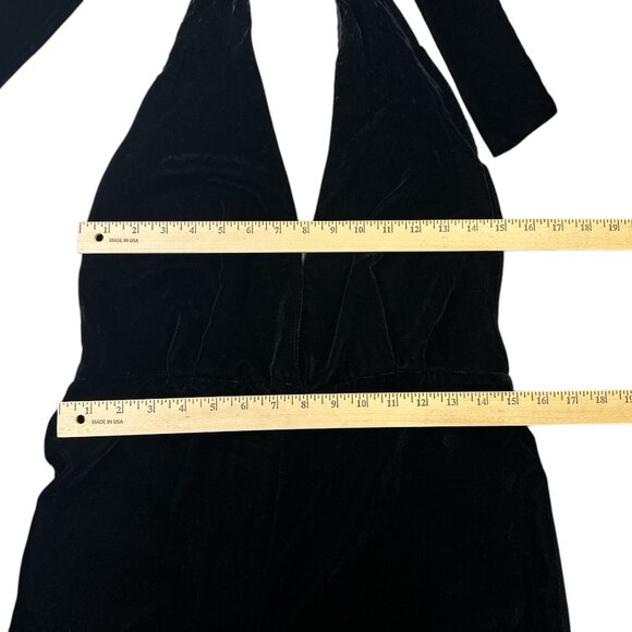 Zara Velvet Halter Jumpsuit Black Sz L - Picture 10 of 11